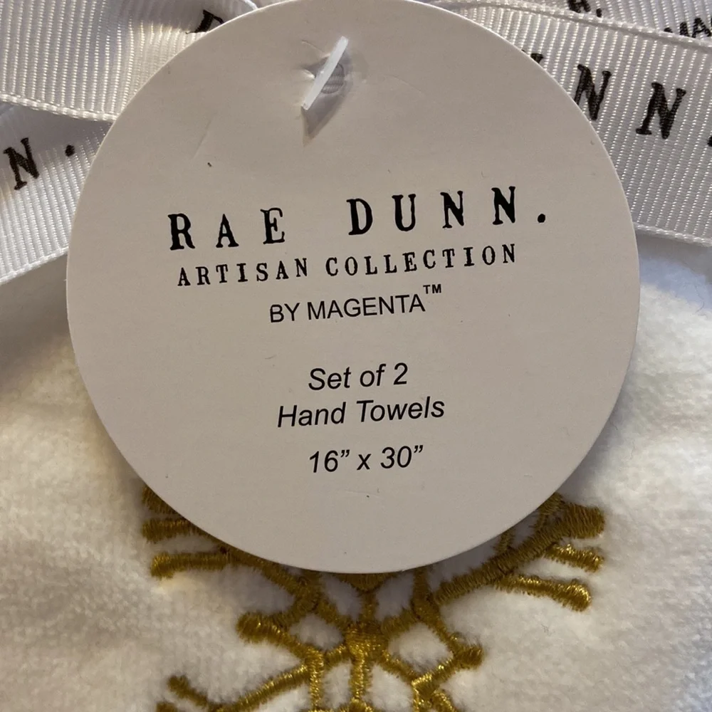 Rae Dunn WHITE CHRISTMAS Hand Towels